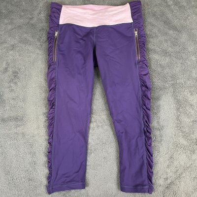 Lululemon Womens Leggings Zip Pockets Cropped Athletic Purple Pants Size 6