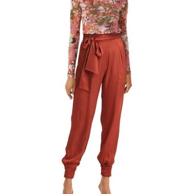 Misa Los Angeles vep pant in BURNT ORANGE SATIN - size XS