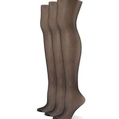 Women's Fishnet Openwork Tight Large-X-Large Black- 3 Pair Pack