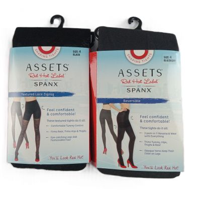 Spanx Assets Women's Tights 2 Pack Size 4 Black/Gray Reversible & Black Lace