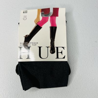 Hue Women's Graphite Heather Size 1 Super Opaque Tights with Control Top 1 Pair