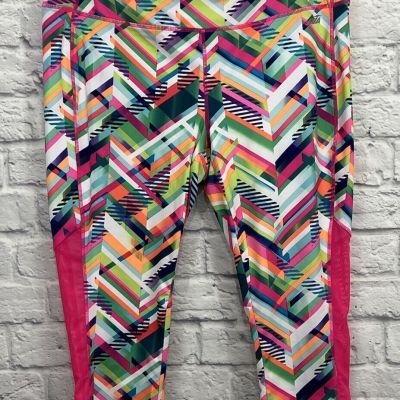 AVIA WOMEN’S MULTI COLOR GEOMETRIC PRINT CAPRI LEGGINGS PANTS SIZE XL