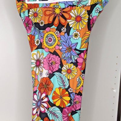 No Boundaries Leggings Hippie Juniors L High Rise Ankle Sueded Flowers EUC