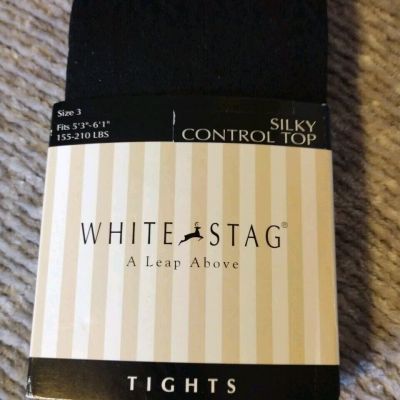 NEW White Stag Silky Control Top Black Tight Fits Sz 3* See Size Chart #PLB