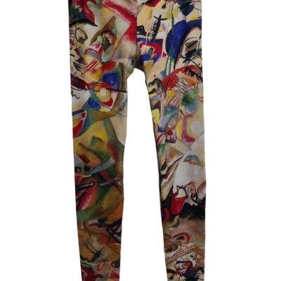 Poprageous Leggings Picasso Color Splash Mid Rise Made In Los Angeles Sz S