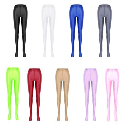 US Women's Shiny Oil Glossy Workout Leggings Trousers Yoga Pants Stockings Sexy