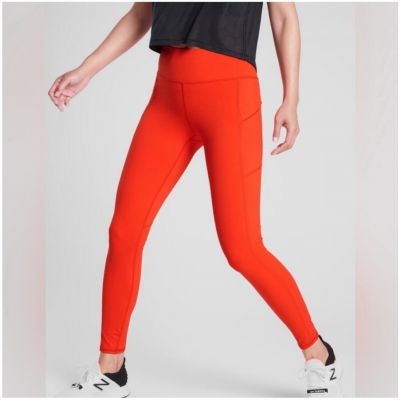 Athleta Leggings Womens Small Red Contender Gym Athletic Workout Sporty Active