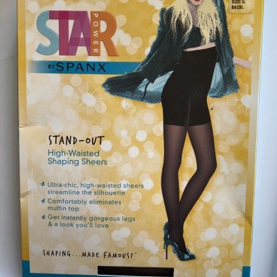 SPANX STAR POWER STAND-OUT  HIGH WAISTED SHAPING SHEERS SIZE C BACKDROP BLACK