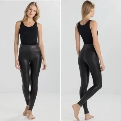 SPANX Ankle Length Faux Leather Shaper Leggings in Black - Sz M - NWT