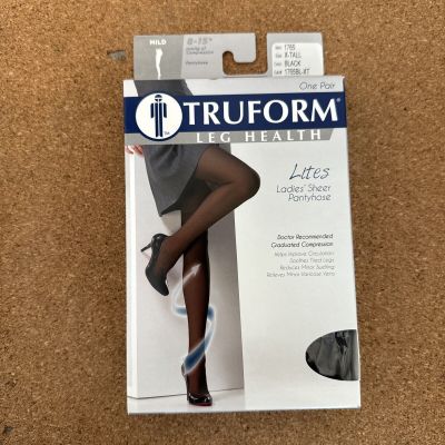 Truform Sheer Pantyhose: 8-15 mmHg XT BLACK (1765BL-XT)