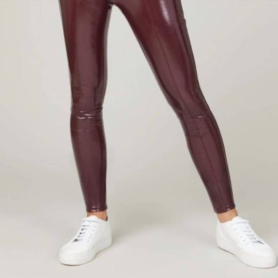 Commando faux patent legging with perfect control in Burgundy - size M