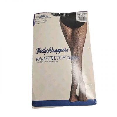 Brand New Body Wrappers Black Seamed Rhinestone Fishnet Tights Small/med