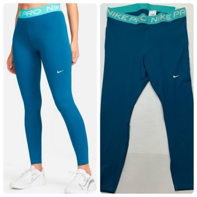 NWT Nike Pro 365 Sz 1X Dri Fit Tight Blue Mid Rise Full Length Leggings