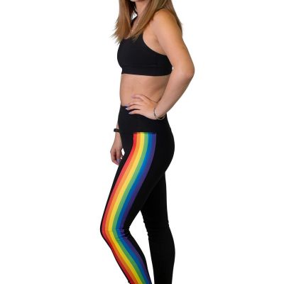 Twin Vision Activewear Rainbow Striped Full Length Yoga Pant Leggings (X-Large)