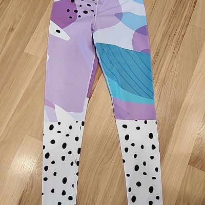 Loony Legs London black Polka Dot Purple, White Blue Womens Size Large Euc