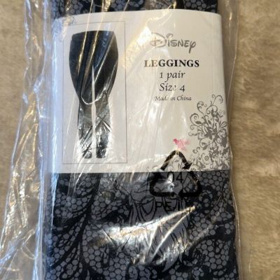 Disney Leggings Size 4 Villains Lace Print Stretch Ursula Maleficent Evil Queen