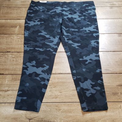 Women Plus Size Leggings 3X 24W-26W Black Camo High Rise Stretch TERRA SKY NWT