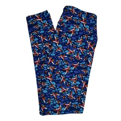 NEW Lularoe Leggings Americana Patriotic Stars Blue Airplanes OS One Size