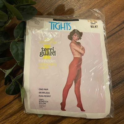 Vintage Terri Guard tights pantyhose seamless run-resist Black Long