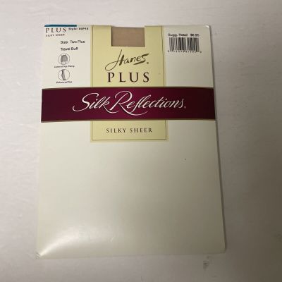 Hanes Plus Silk Reflections Silky Sheer Pantyhose Size 2 Plus Travel Buff