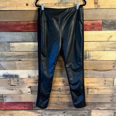 Liz Claiborne? Black Faux Leather Front Leggings Size Large