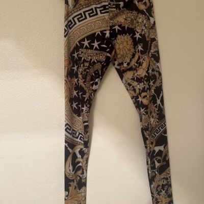 Fashion Women's Yellow Printed Leggings Pants Size Small