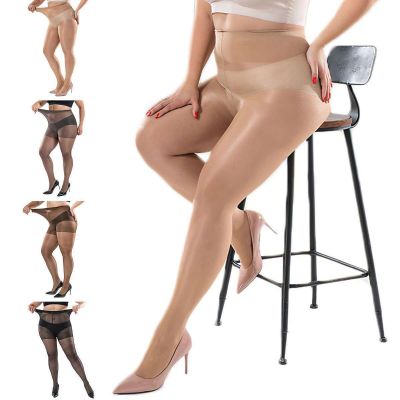 1-3X Womens Sexy Shiny Pantyhose 40D Sheer to Waist High Gloss Tights Plus Size