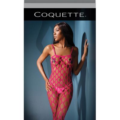 Coquette Sleek Seamless Stretch Open Net Bodystocking Neon Pink