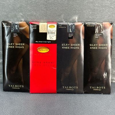 Talbots 12 Pair New Reinforced Toe Knee High Panty Hose Brown Black Bone Grey