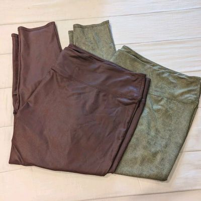 All Worthy Women’s Faux leather leggings Set Size 5X Olive And Brown Leggings