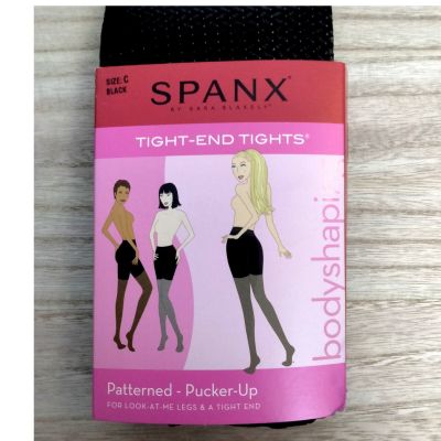 Spanx Uptown Tight-End Tights Black Patterned Pucker Up Body Shaping Size C