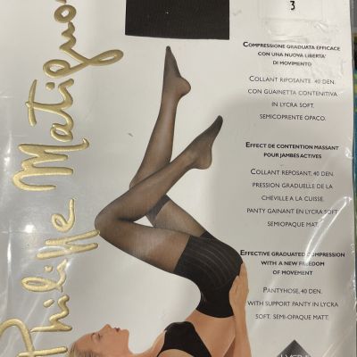 PHILIPPE MATIGNON REVITALISE 40 DEN PANTYHOSE W/SUPPORT PANTY in LYCRA  3 BROWN