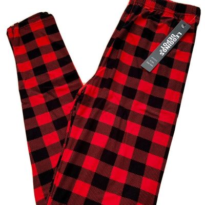 EXTRA PLUS Size Red Lumberjack Buffalo Leggings Fits Sizes 16-20