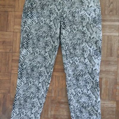 JC Peck and Peck Womens Leggings High Rise Black/White Animal Print Size 8