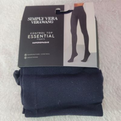 Simply Vera Wang Super Opaque Control Top Essential Tights Hose Size 1 Navy NEW