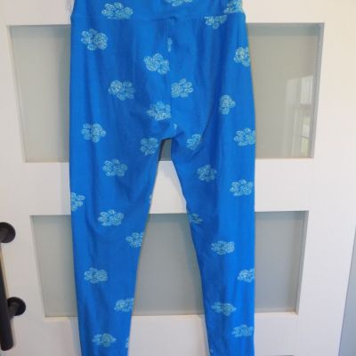 LULAROE BRIGHT BLUE PAW PRINT LEGGINGS SIZE OS WOMEN'S