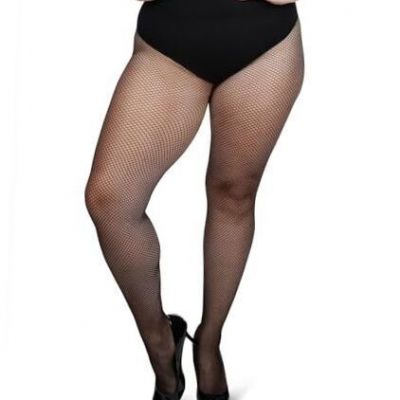 Plus Size Curvy Fishnet Tights Breathable Tummy Control Tights 5X-6X Black