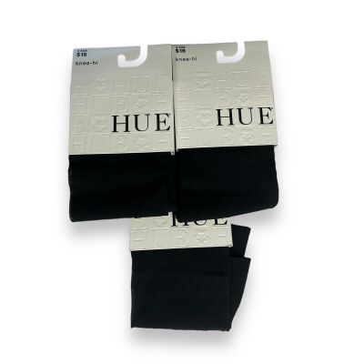 Hue Sheer Women’s One Size Fits Most Pindot Black Knee High Socks Sheer 3 Pair