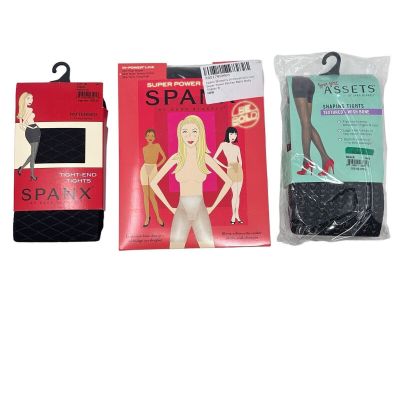 NEW Spanx Lot of 3 Size 3/B Super Panties/ Body Shaping Tights Black Nice!