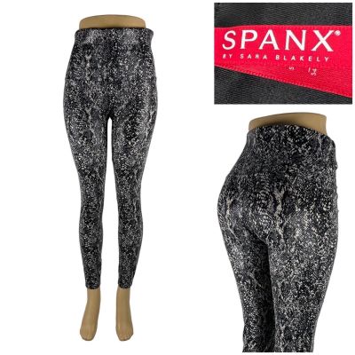 Spanx Womens 1X Leggings Faux Leather Snake Shine Nylon Stretch High Rise EUC