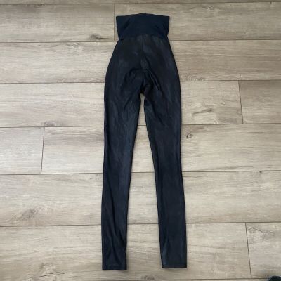 Spanx Maternity Leggings Women’s Black Faux Leather High Waisted XS