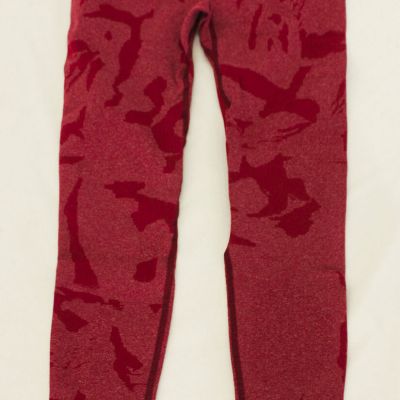 Shein Women's Basic Tummy Control Sports Leggings AR8 Camo Print Burgundy Small