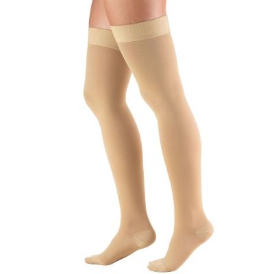 Truform Stockings Thigh High Closed Toe Dot Top: 20-30 mmHg L BEIGE (8868BG-L)
