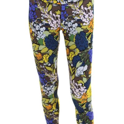 Tory Sport Womens Floral Print Slip-On High Waist Athletic Leggings Blue Size M