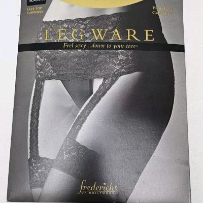 Fredericks of Hollywood Legware Lace Top Suspender Black Sz 1X NEW