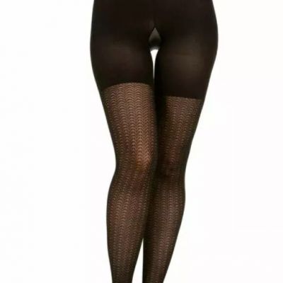 Assets By Spanx Black Wishbone Textured Shaping Tights Black Size 1 (95-125 lbs)