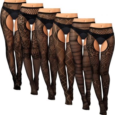 Skylety 6 Pairs Women Fishnet Thigh High Stockings Tights Suspender Pantyhose St