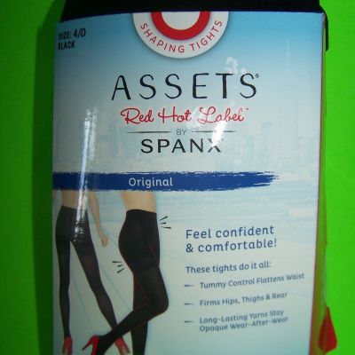 RED HOT by SPANX Shaping Tights Targets Tummy Hips Black 1837 Womens Size 4 D