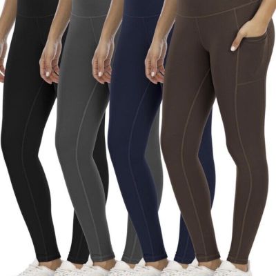 4 Pack Leggings with Pockets for Women,High Waist Tummy Control Workout Yoga Pan