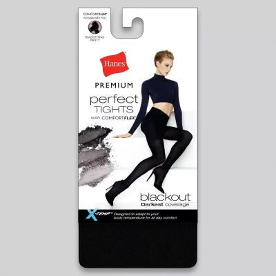 Women's Hanes Premium Perfect Blackout Tights Black Large NWT